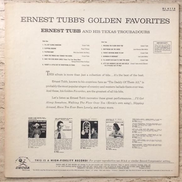 Ernest Tubb Golden Favorites Vinyl Lp '61 - Picture 9 of 9